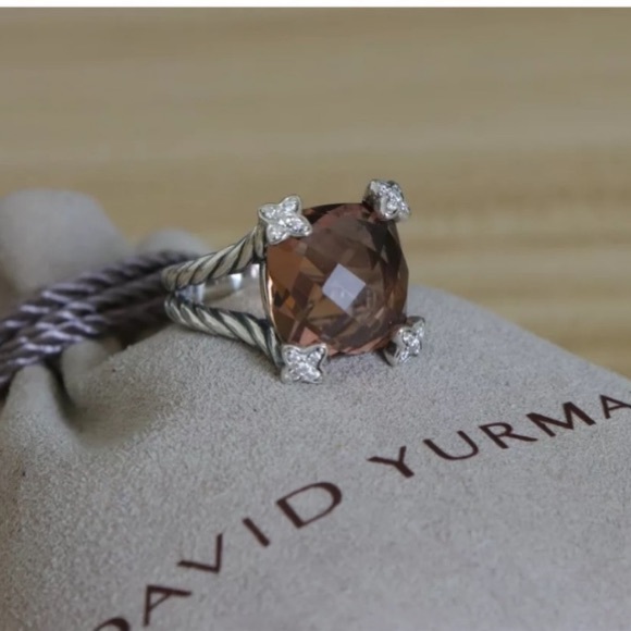 David Yurman Jewelry - David Yurman Morganite 14mm Cushion On Point
Diamond Ring Size 6.5